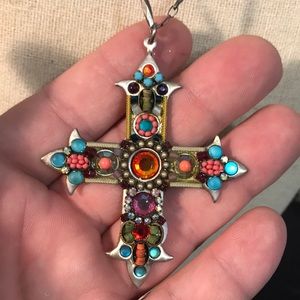 Ayala bar cross necklace multi bead